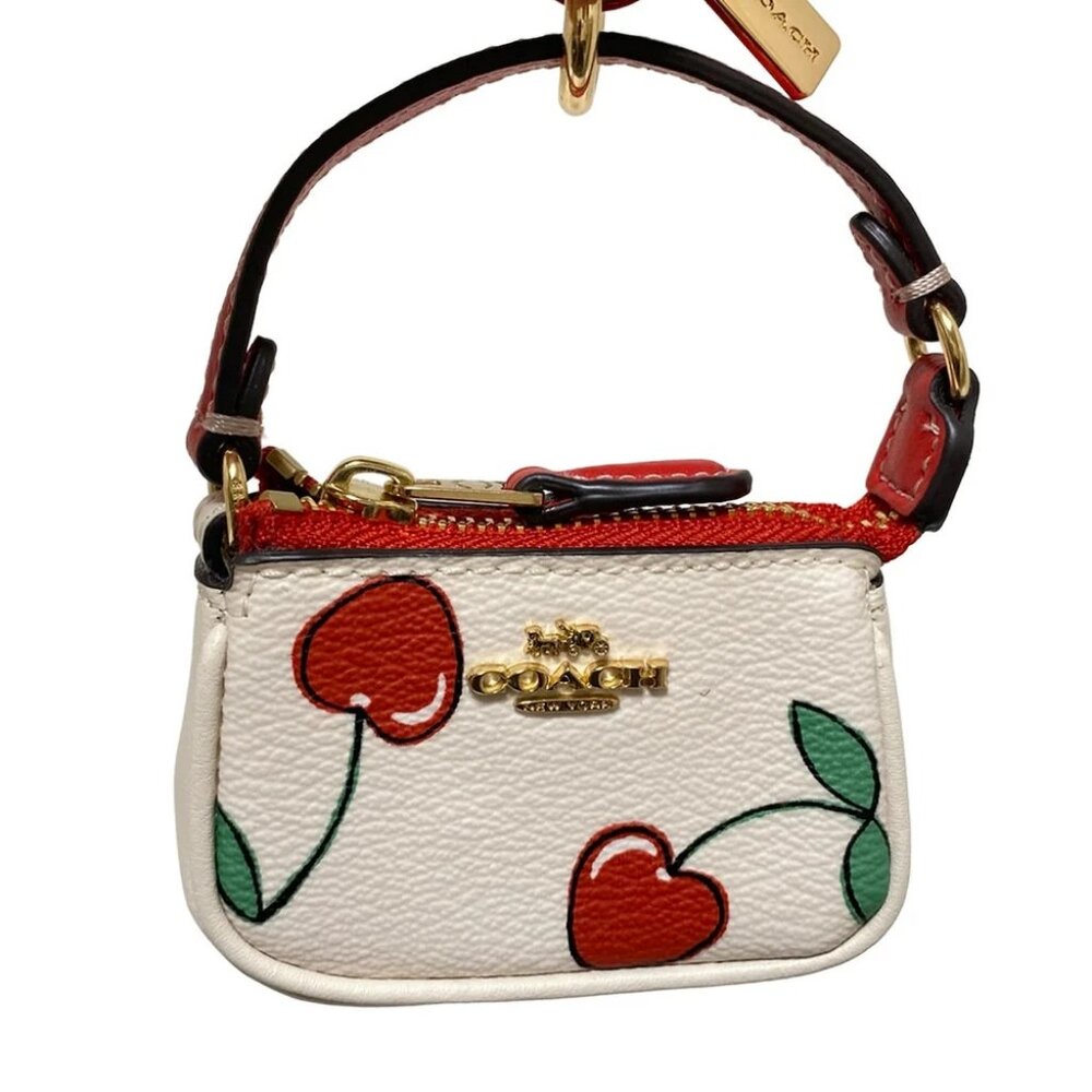 Auth COACH CF006 White Red Green PVC Leather - Bag Charm